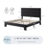 Velvet Upholstered Full Size Bed Frame in Black