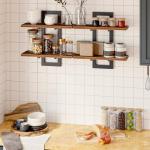 Set of 2 Floating Wall Shelves - Rustic Brown