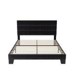 Velvet Upholstered Full Size Bed Frame in Black