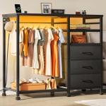 WLIVE Black 3-Drawer Dresser with LED Lights