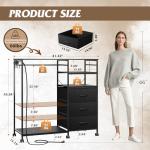 WLIVE Black 3-Drawer Dresser with LED Lights