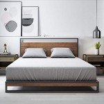 Stylish Metal and Wood Bed Frame with Headboard