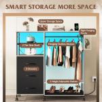 WLIVE Black 3-Drawer Dresser with LED Lights