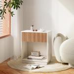 Set of 2 Fluted Nightstands with Drawer and Shelf