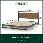 Stylish Metal and Wood Bed Frame with Headboard