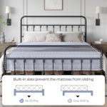 Classic Metal King Bed Frame with Iron Headboard