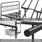 Classic Metal King Bed Frame with Iron Headboard