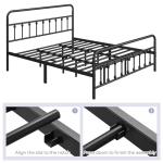 Classic Metal King Bed Frame with Iron Headboard