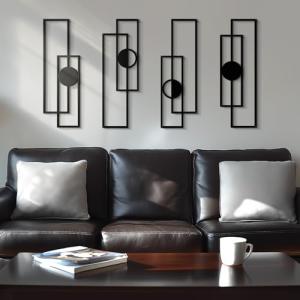 4 Pack Abstract Black Metal Wall Art Sculptures