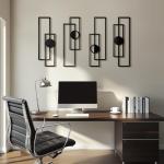 4 Pack Abstract Black Metal Wall Art Sculptures