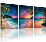 Tropical Beach Sunset Canvas Wall Art Set
