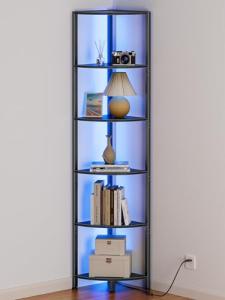 LED Corner Shelf Organizer with 6 Tiers