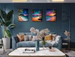 Tropical Beach Sunset Canvas Wall Art Set