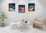 Tropical Beach Sunset Canvas Wall Art Set