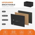 Compact Black Nightstand with 4 Fabric Drawers