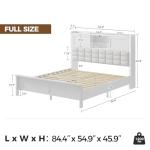 Full-Size Bed Frame with Charging Station and LED Light