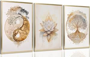 Tree of Life Lotus Zen Canvas Wall Art