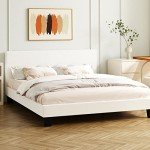 Boucle Fabric Queen Bed Frame with Slats