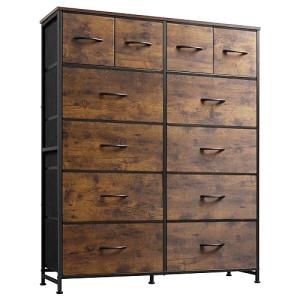 WLIVE 12-Drawer Tall Dresser with Rustic Wood Finish