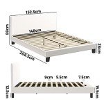 Boucle Fabric Queen Bed Frame with Slats