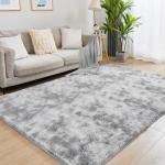 Ultra Soft Tie-Dyed Light Grey Area Rug 5x7