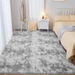 Ultra Soft Tie-Dyed Light Grey Area Rug 5x7