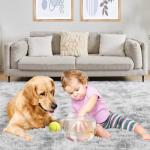 Ultra Soft Tie-Dyed Light Grey Area Rug 5x7