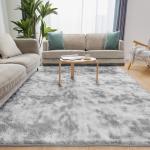 Ultra Soft Tie-Dyed Light Grey Area Rug 5x7