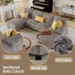 Furmax Grey U-Shaped Sectional Sofa for Living Room