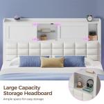 Twin Bed Frame with Bookcase Headboard and Charging Station