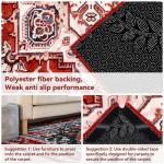 Boho Red Area Rug 4x6, Washable Floral Design