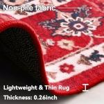 Boho Red Area Rug 4x6, Washable Floral Design