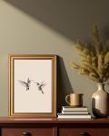 Gold Framed Vintage Birds Canvas Wall Art