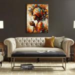 Black Woman Coffee Girl Wall Art Print 12x16in