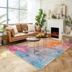 Colorful 5x7 Washable Area Rug for Home