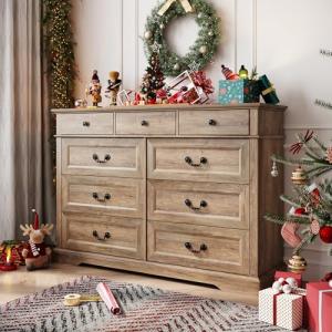 LINSY HOME 9-Drawer Rustic Oak Dresser
