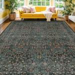 Dark Green Vintage 8x10 Washable Area Rug