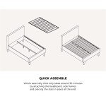 Boucle Fabric Queen Bed Frame with Slats