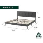 Zinus King Maya Upholstered Bed Frame - Dark Grey