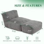 Big Bean Bag Chair with Memory Foam - Stripe Grey