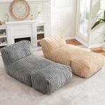 Big Bean Bag Chair with Memory Foam - Stripe Grey