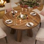 47" Round Walnut Dining Table for 4-6