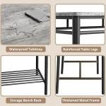 Gray Dining Table Set with Bench and Chairs