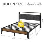 Queen Metal Bed Frame with Storage and LED Headboard