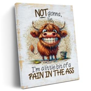 Sarcastic Highland Cow Canvas Wall Art Decor
