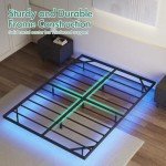 Metal Platform Double Bed Frame with LED Lights
