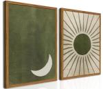Boho Sun and Moon Canvas Wall Art Set