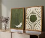 Boho Sun and Moon Canvas Wall Art Set