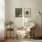 Boho Sun and Moon Canvas Wall Art Set