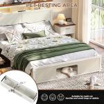 Wood Queen Bed Frame with Storage and LED Lights